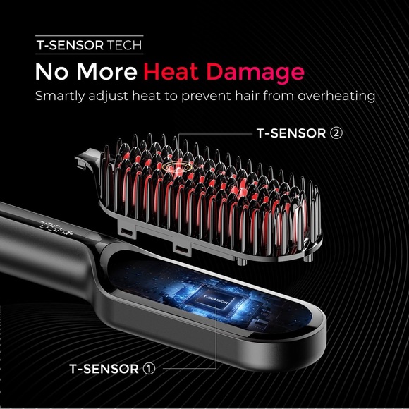 NIB! TYMO Hair Straightening Brush in Black and Red - Picture 9 of 16